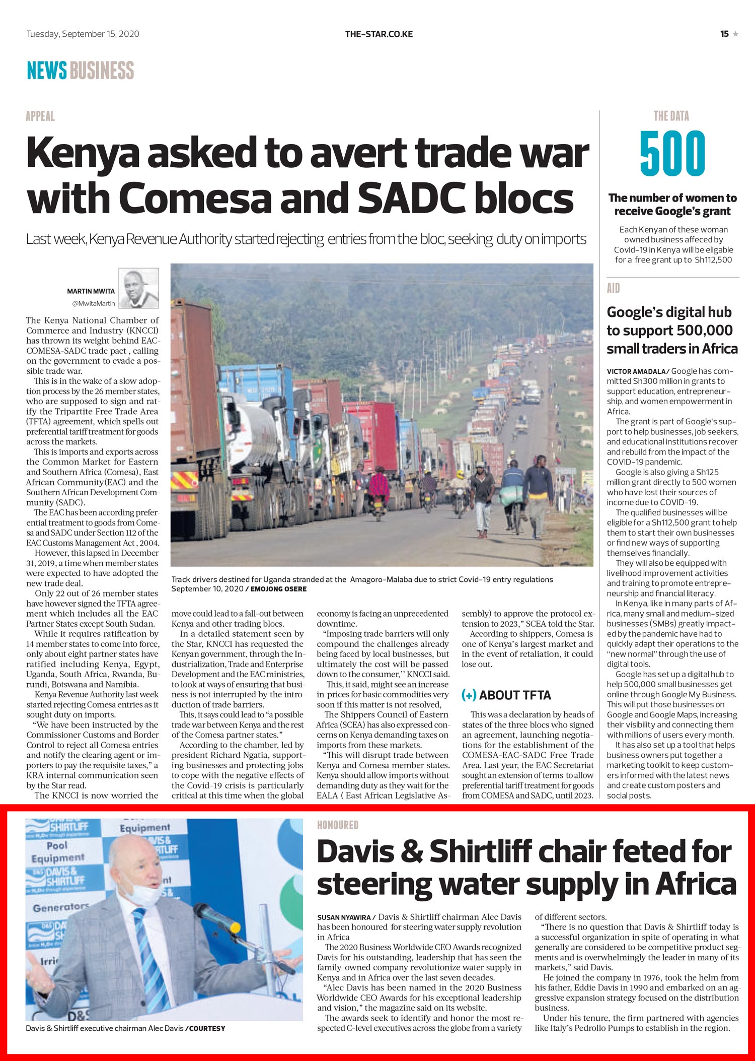 Davis & Shirtliff Chair feted for steering water supply in Africa