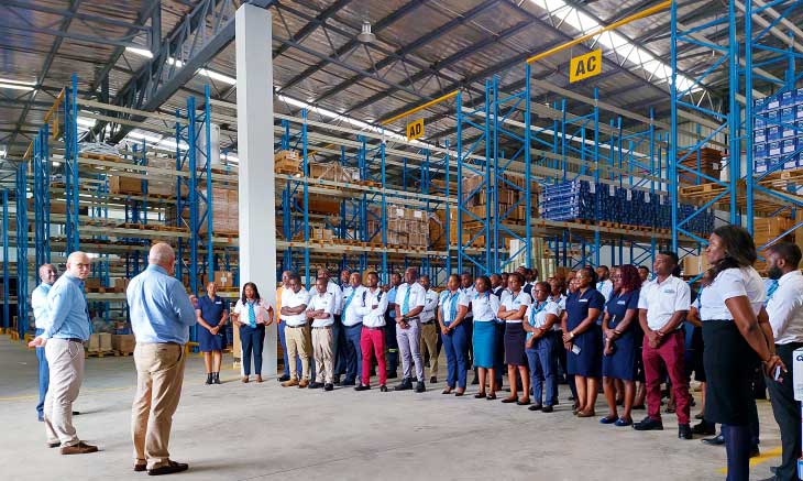 Davis & Shirtliff opened a Warehouse in Zambia pictured is the Chairman Alec Davis and staff